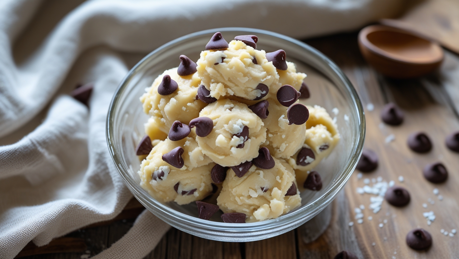 Cottage cheese cookie dough in glass bowl