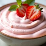 Strawberry Cream Cheese Frosting That Actually Holds Its Shape 6 Bowl of strawberry cream cheese frosting topped with fresh strawberries