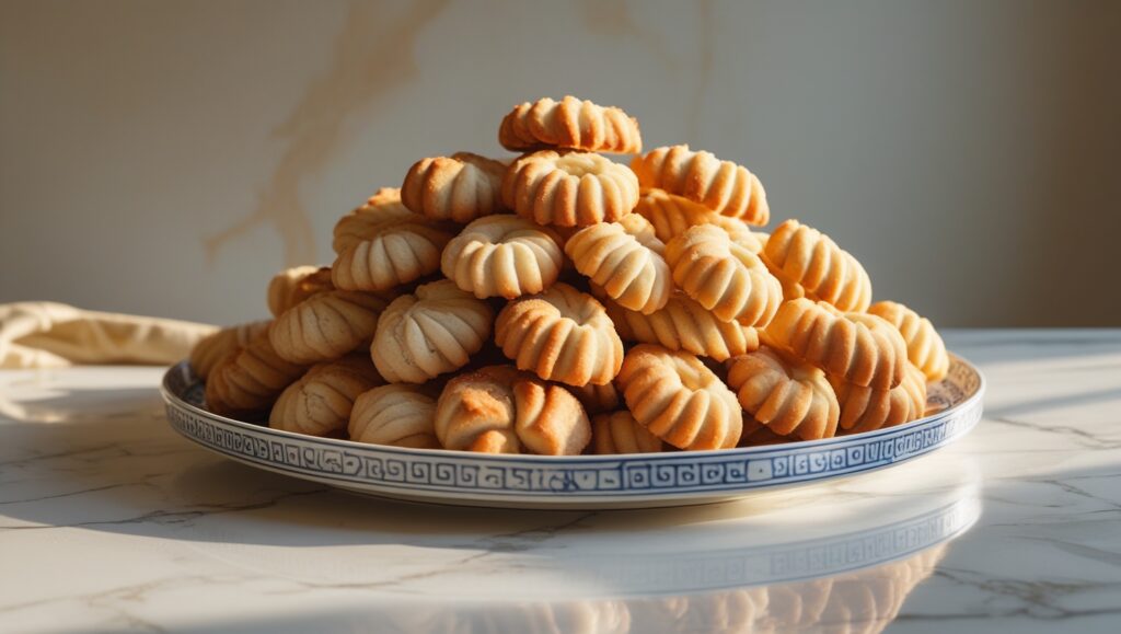 Traditional koulourakia Greek cookies on a rustic table